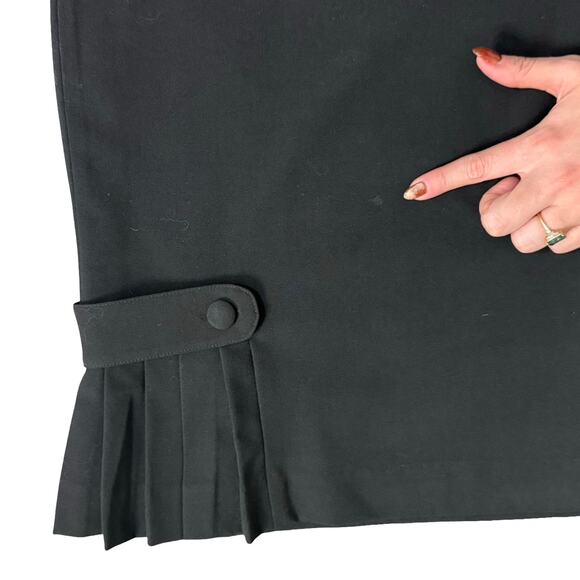 Vintage 90s Black Pleated Button Detail Pencil Skirt John Paul Richard size 12 - Picture 7 of 7